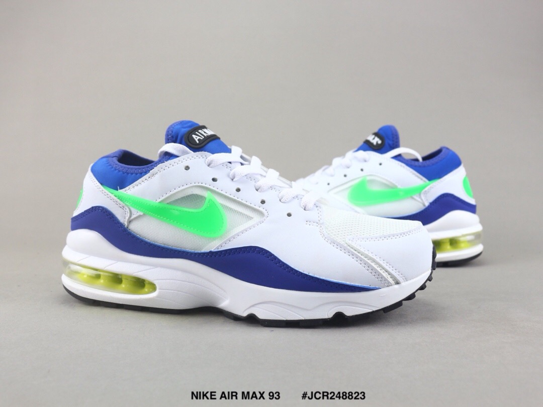 Men Nike Air Max 93 White Blue Jade Running Shoes